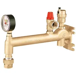 Caleffi, Wasserpumpe, Gefäss-Anschlussgruppe Fixcal 336 mit Kappenventil Messing