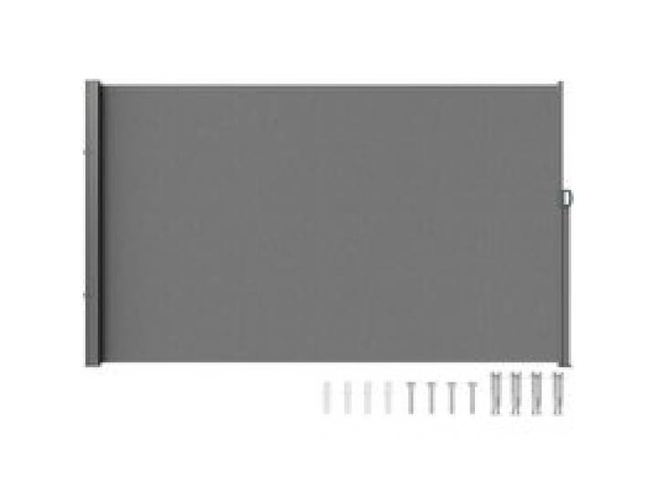 VEVOR Seitenmarkise 180 x 350 cm Seitenwandmarkise aus 180 g/m² Polyestergewebe mit PU-Beschichtung Markise einziehbarer Griff mit Federmechanismus Sichtschutz Blickschutz für Balkone Innenhöfe Grau