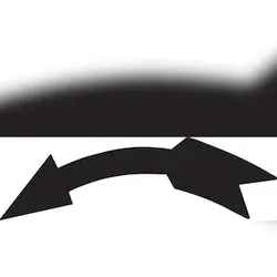 Richtungspfeil, links gebogen, Schwarz, Folie - 1 Bund = 100 Stk - 40x12 mm Folie selbstklebend