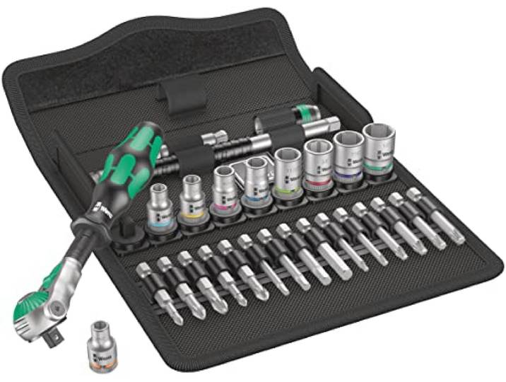 Wera 05004019001 8100 SA 9 Jeu cliquet Zyklop Speed\, à carré 1/4“\, systeme impérial\, 28 pièces