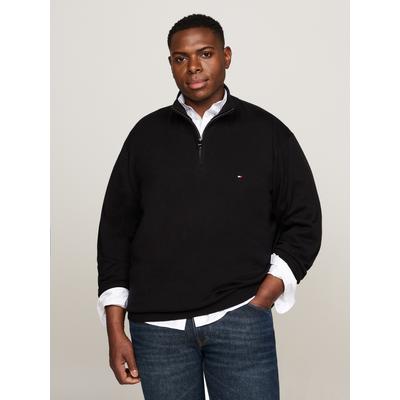 Troyer "BT-PIMA ORG CTN CASHMERE ZMOCK-B", Herren, Gr. 3XL, schwarz, Strick, Obermaterial: 95% Baumwolle, 5% Kaschmir, TOMMY HILFIGER BIG & TALL, Bündchen, Pullover Troyer, Große Größen