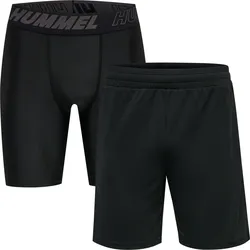 HUMMEL hmlTE TOPAZ 2-PACK SHORTS SET black/black XL