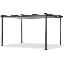 Leco Aluminium Pergola mit Faltdach,lichtgrau,4 x 3 m