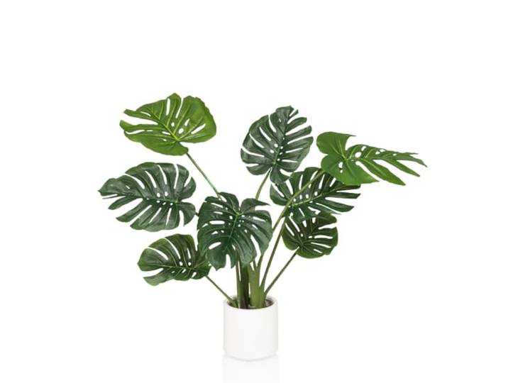 hjh OFFICE Plante Artificielle 90cm Monstera I Plante décorative Artificielle en Pot Blanc\, Arbre Artificiel Tropical pour la Maison Bureau\, 8 Feuilles
