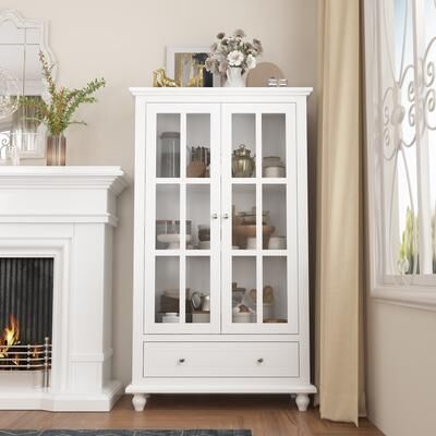 Timechee Curio Buffet Cabinet Bookcase Display Cabinet China Cabinet Lacquer