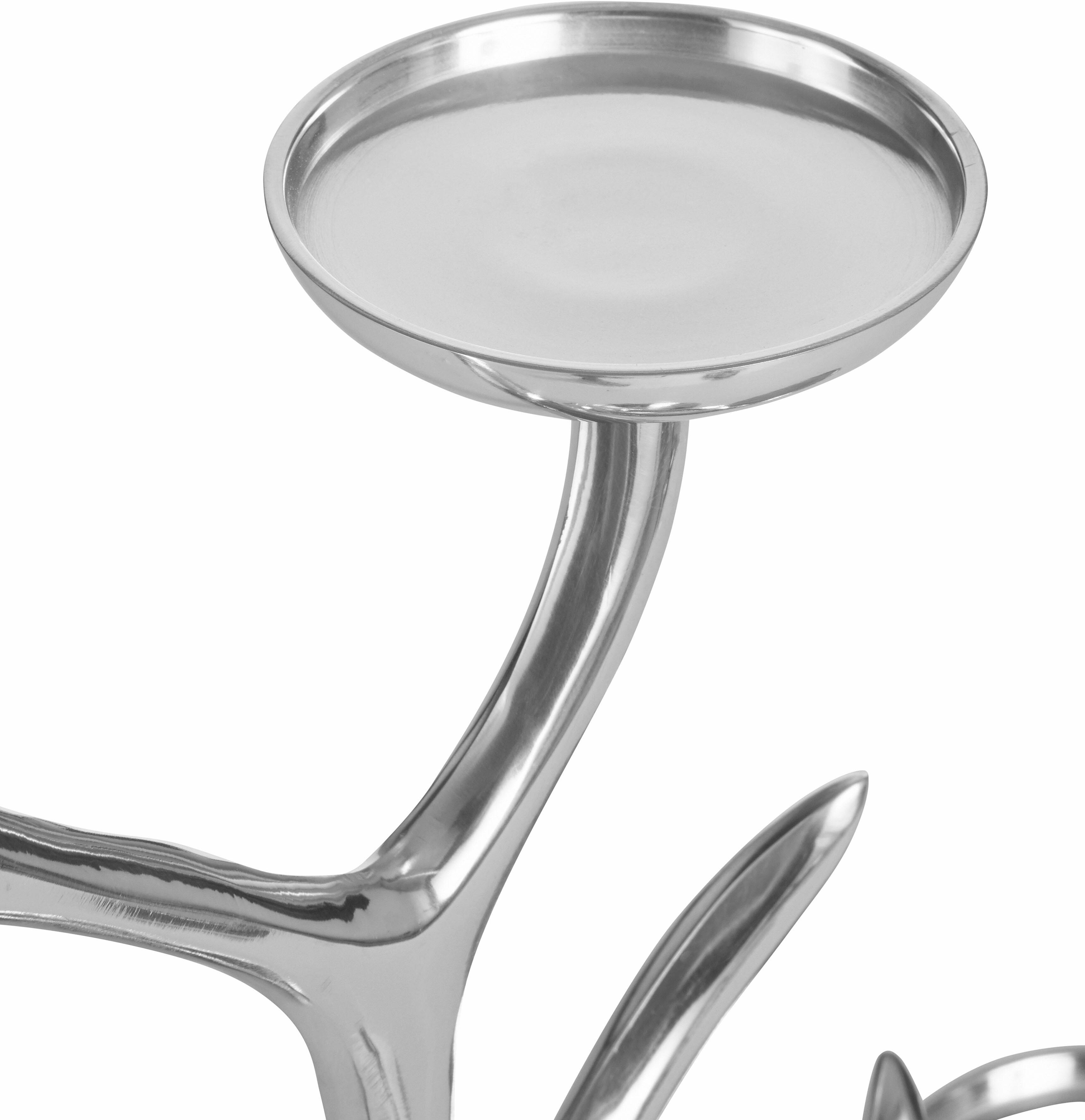 Kerzenhalter GOODPRODUCT "Geweih", silber (silberfarben), H:47cm, Aluminium, Kerzenhalter, Kerzenhalter, mit Schmuckhalter silberfarben B/H/T: 47cm