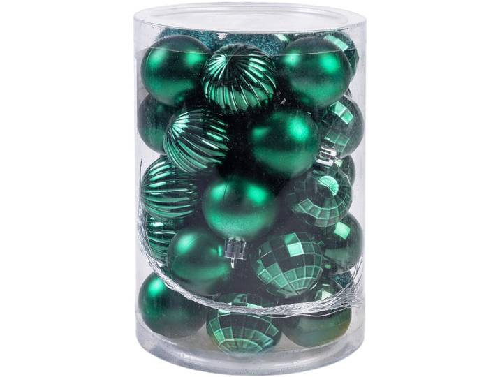 Weihnachtskugeln COCON grün 34 Stk. 4cm - Weihnachtskugeln 34er- Set