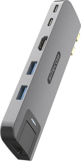 Sitecom 6-in-1 MacBook Multiport Hub met MagSafe-aansluiting voor MacBook Air, Grijs