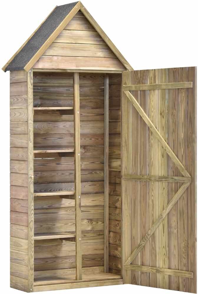 vidaXL Abri à outils de jardin et porte 69,5x32x178cm Pinède imprégnée