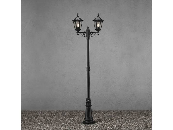Konstsmide Mastleuchte Firenze, 2-flammig, schwarz FIRENZE, schwarz, Aluminium, Landhaus / Rustikal