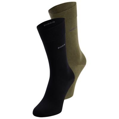 Businesssocken BOSS "2P RS Uni CC", Jungen, Gr. 43-46, schwarz (medium grün 313), Baumwollmischung, normal, Socken, mit Markenlogo