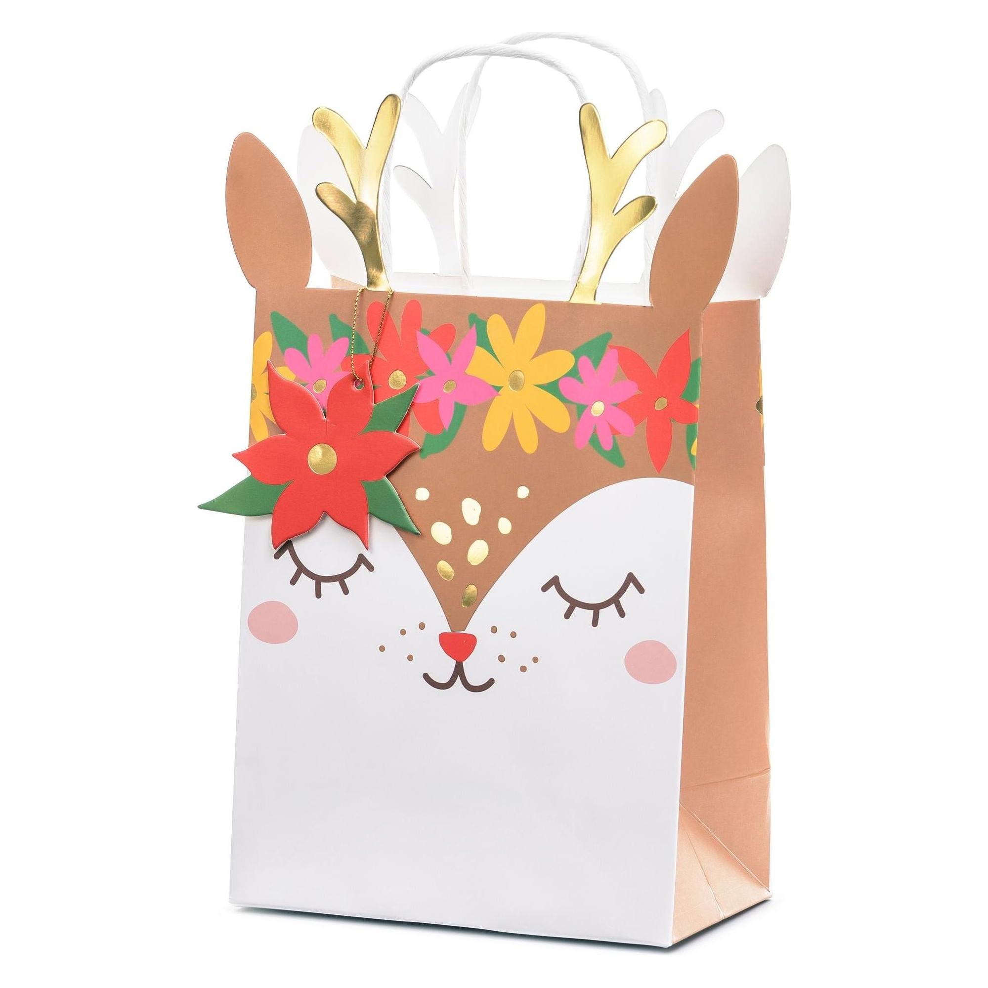 Partydeco Geschenktasche Reh 20.5 x 30 x 10.5 cm, Mehrfarbig (1x) (TNP16)