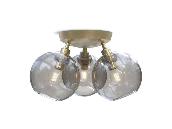 Belid Gloria plafondlamp Ø33 cm Messing-rookkleurig glas