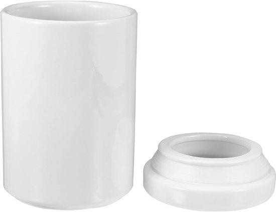 Witte keramische voedselcontainer met schroefdeksel