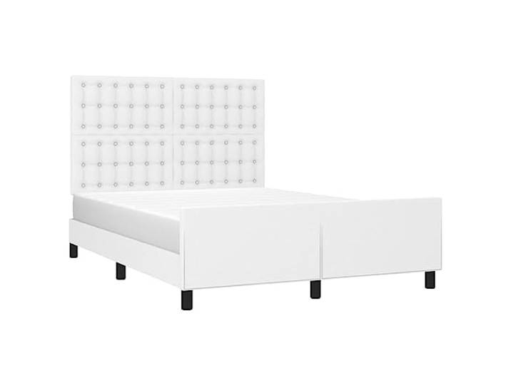 KTHLBRH Bettgestell weiß Kunstleder 140 x 190 cm mit Kopfteil Waschbares Kunstleder, höhenverstellbar, Latten aus Sperrholz, Beine robust