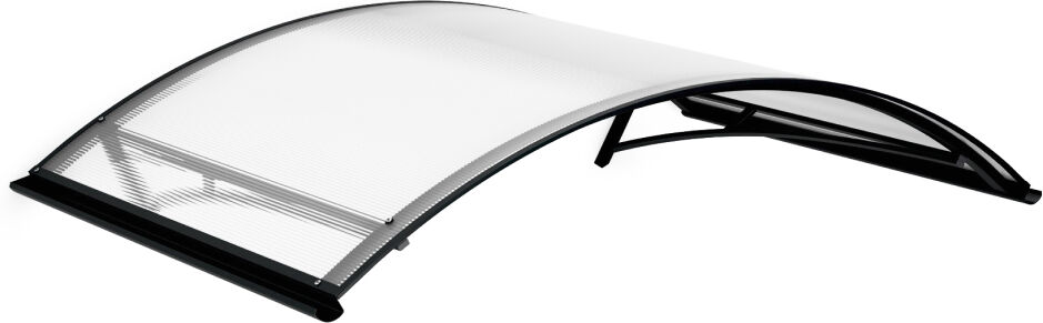 fenetre24.com Marquise de porte Dax, marquise incurvée, en aluminium et polycarbonate cellulaire, anthracite, avec gouttière d’évacuation