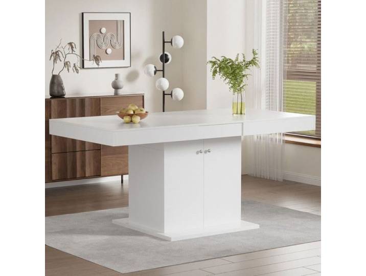 Table extensible design moderne 140/180x80x76cm 8 places blanc salle à manger multicolore TABLE A MANGER SEULE