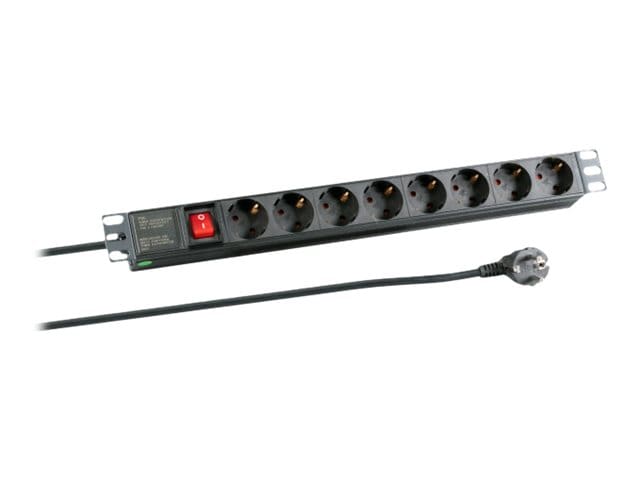 EFB-Elektronik 19" 1HE Steckdosenleiste 8-fach SCHUKO mit Schalter, RAL 9005 EK631DE.2