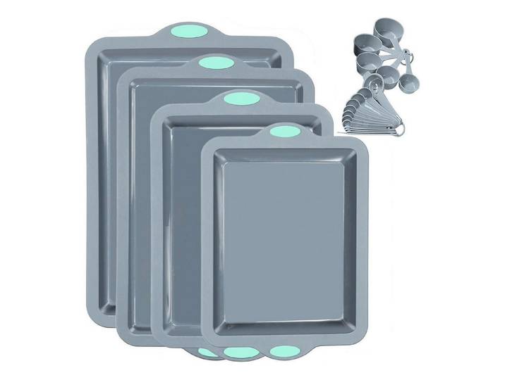 LuxusKollektion Silikonform Silikon Backformen Set 4 Stück Metallrahmen 4 Pieces Light Grey