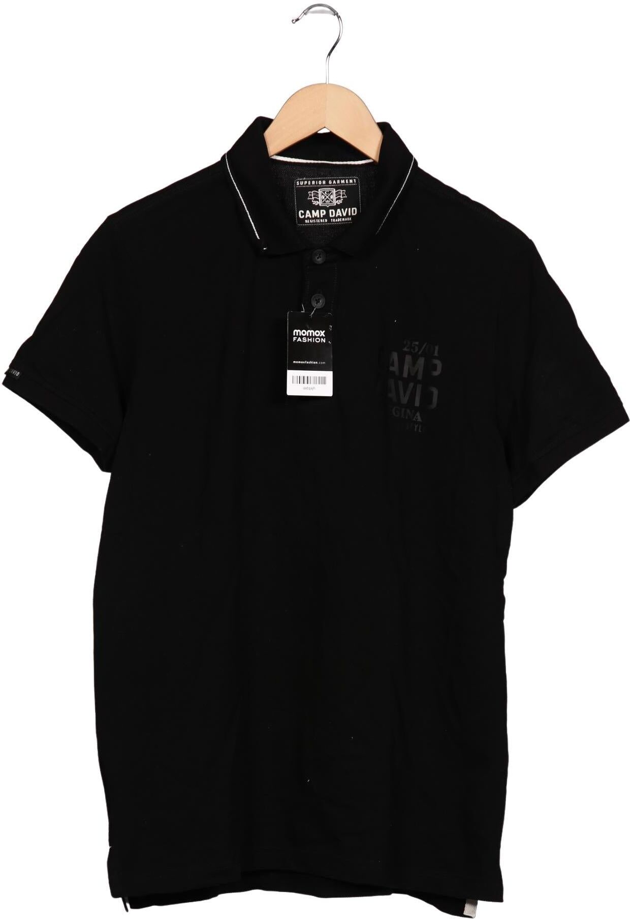 Camp David Herren Poloshirt, Schwarz, Gr. XL, Baumwolle - Second Hand