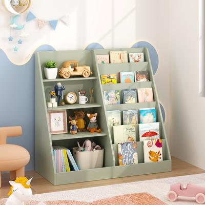 Kodotan sofa Kids Bookshelf and Toy Storage Organizer, Multifunctional 4 Tier Wooden Kids Book Shelf with Bookcase Display Stand