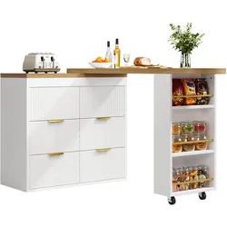 BARTISCH mit küchenbuffet 360° drehbar & 6 schubladen