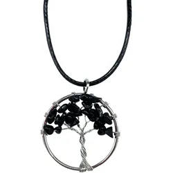 Tree of Life Pendant - Black Agate