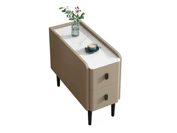 FZL02068LM Ecklager Wohnzimmersofa, schmales Sideboard mit 2 Schubladen Beistelltisch, Fugenschrank(Khaki,25x80x60cm)