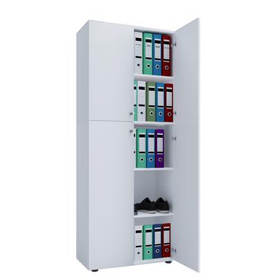 Aktenschrank VCM "Büroschrank Bücher Ordner Aktenschrank Lona 5fach", weiß, B:70cm T:40cm, Obermaterial: 100% Holz Wood., Schränke