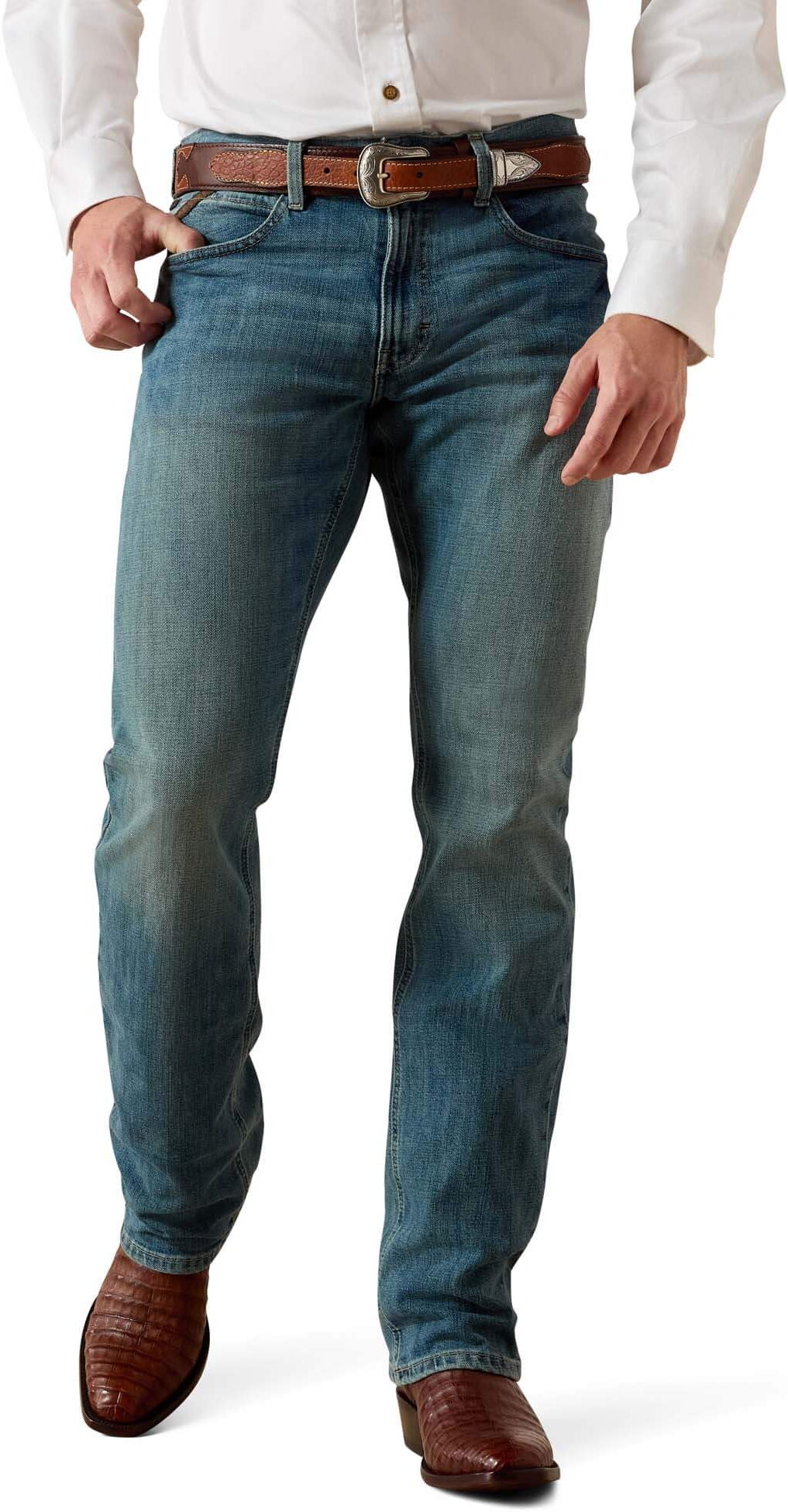 Men's M4 Low Rise Stretch Legacy Stackable Straight Leg Jeans in Sawyer, Size: 34 X by Ariat