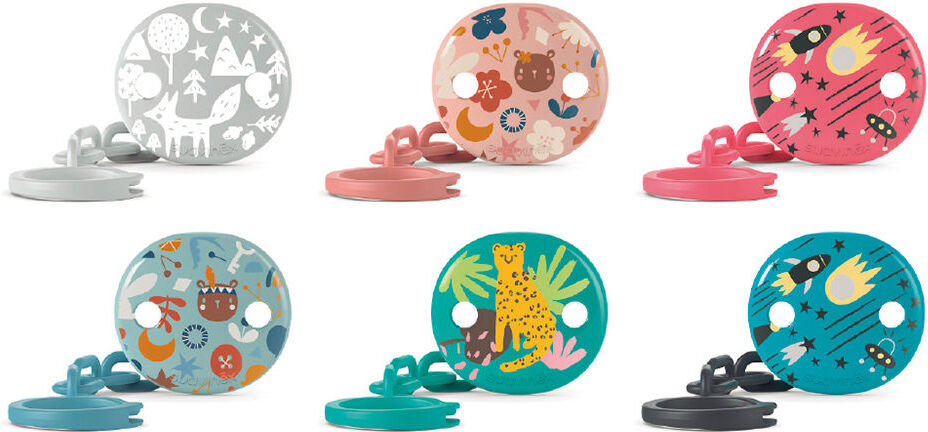Suavinex Prints broche pinza cadenita ovalado 1 u
