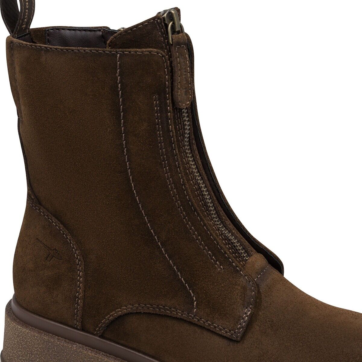 TAMARIS Boots plates, zippées, en cuir suède