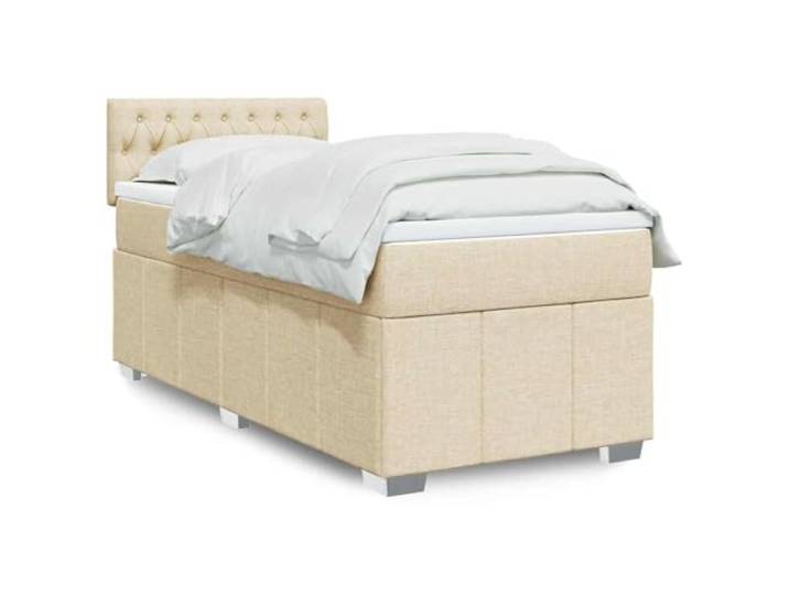RJPLMFV Lattenrost, gepolstert, 100 x 200 cm, mit Matratze, cremefarben Taschenfedern, verstellbares Kopfteil, abnehmbarer Bezug, weiches Polyester