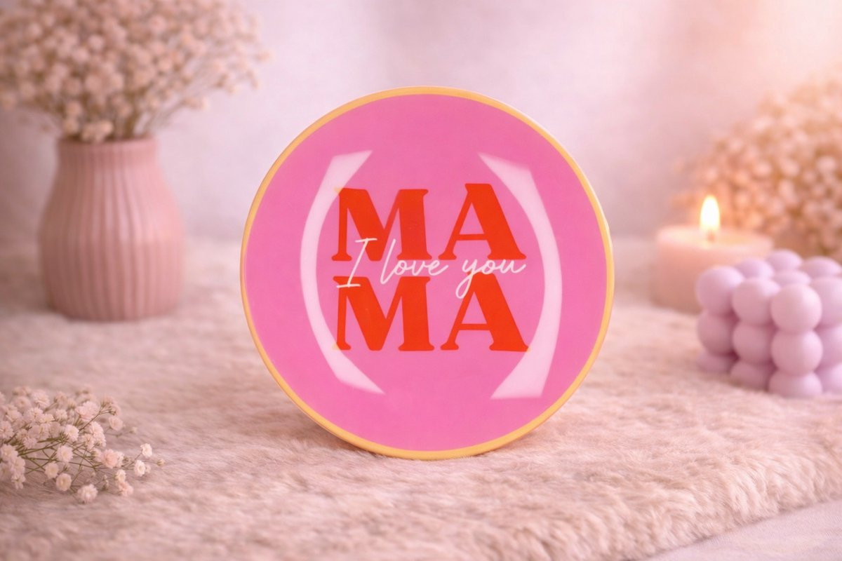 Glazen bord Mama I Love You voor als decoratie of cadeau
