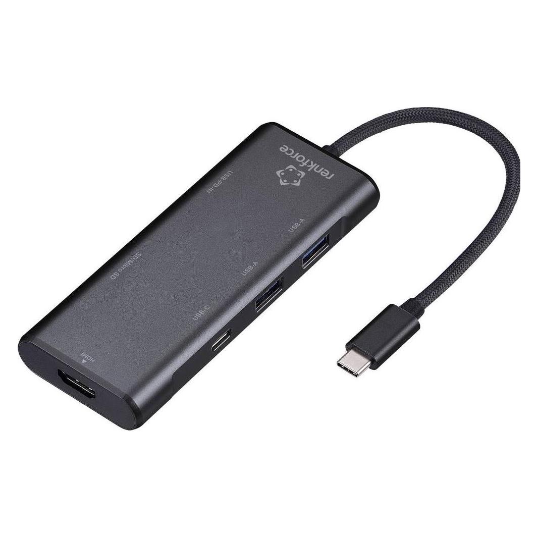 Renkforce RF-USBHA-450 7 Port USB 3.2 Gen 2-Hub mit zusätzlichem USB-C-Eingang (USB-C, 7 Ports) (RF-6700432)