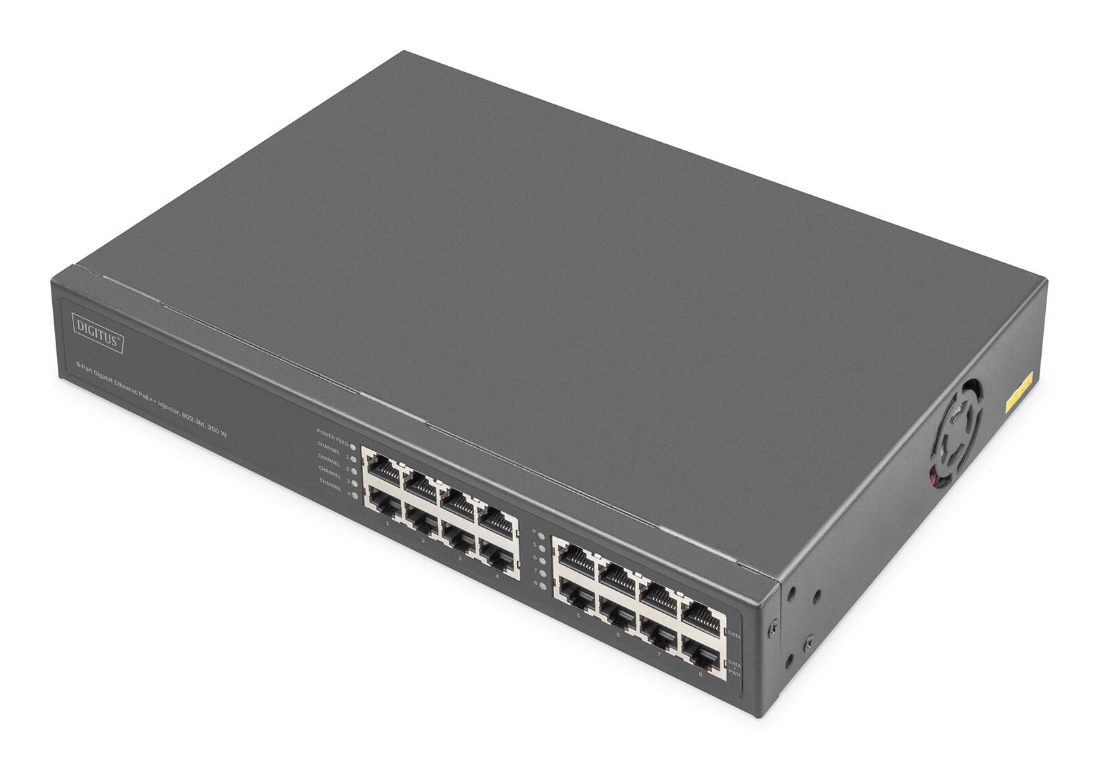 Digitus 8-Port Gigabit Ethernet PoE Injektor, 802.3bt, 250 W DN-95118