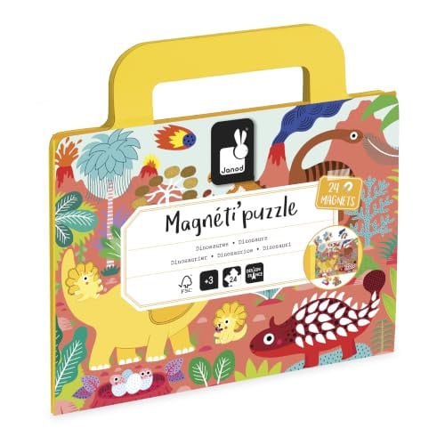 Janod Magnetische puzzel Dinosaurussen, 24 stukjes