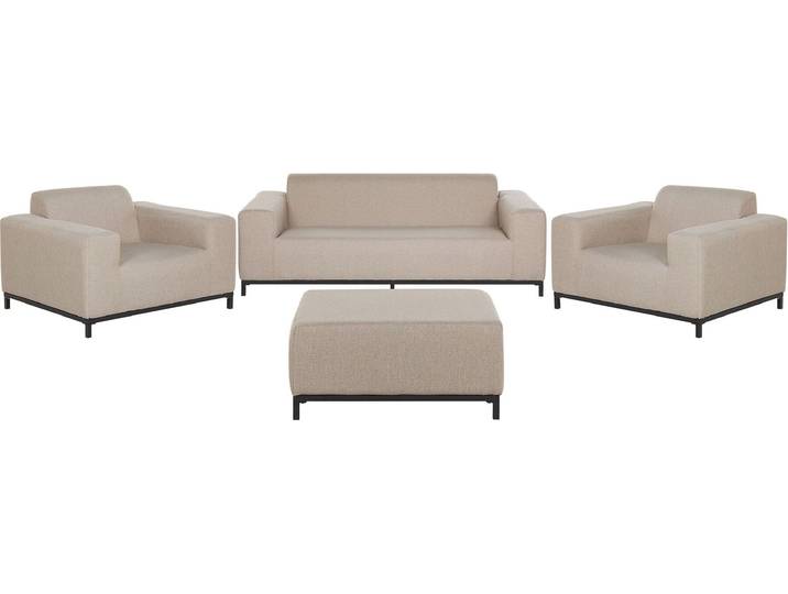 BELIANI Lounge 5er Set Beige / Schwarzes Gestell Polsterbezug Dekorativ Praktisch Klassisch Traditionelles Design