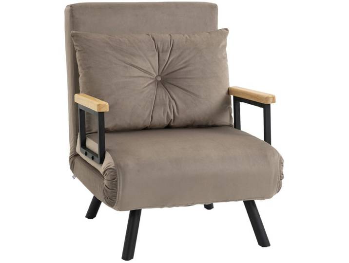 WOVREO fauteuil convertible 1 place dossier reglable 5 positions lit simple acier accoudoirs bois