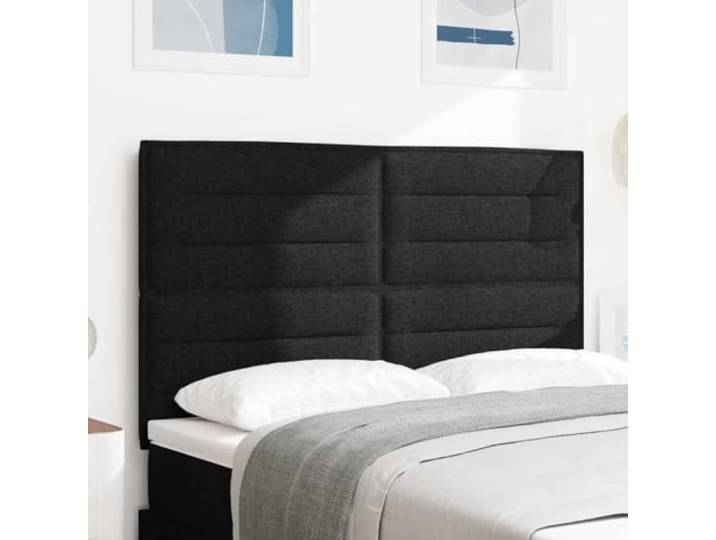 RJPLMFV Bett-Kopfteil, Stoff, Schwarz, 144 cm Höhenverstellbar, Komfortschaum, Holz Technik und massives Kiefernholz, modernes Design