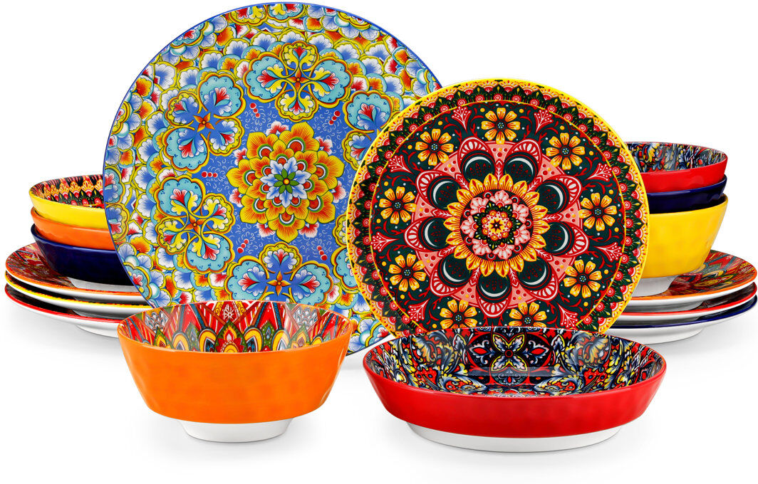 Vancasso LUMIPLATE Porcelain China Dinnerware Set Piece - Service for 4 colorful