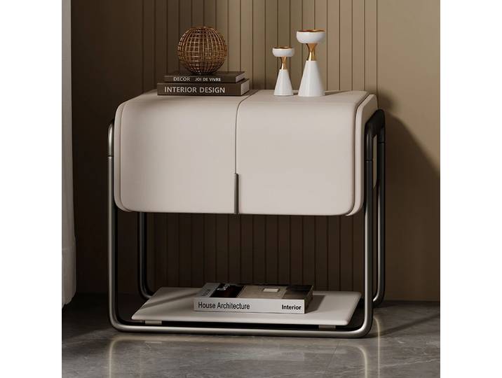 Meubles de chambre à coucher Tables de lit d'appoint en cuir de luxe modernes Tables de chevet Table de nuit Tables de chevet casier de rangement tiroir Table de chevet