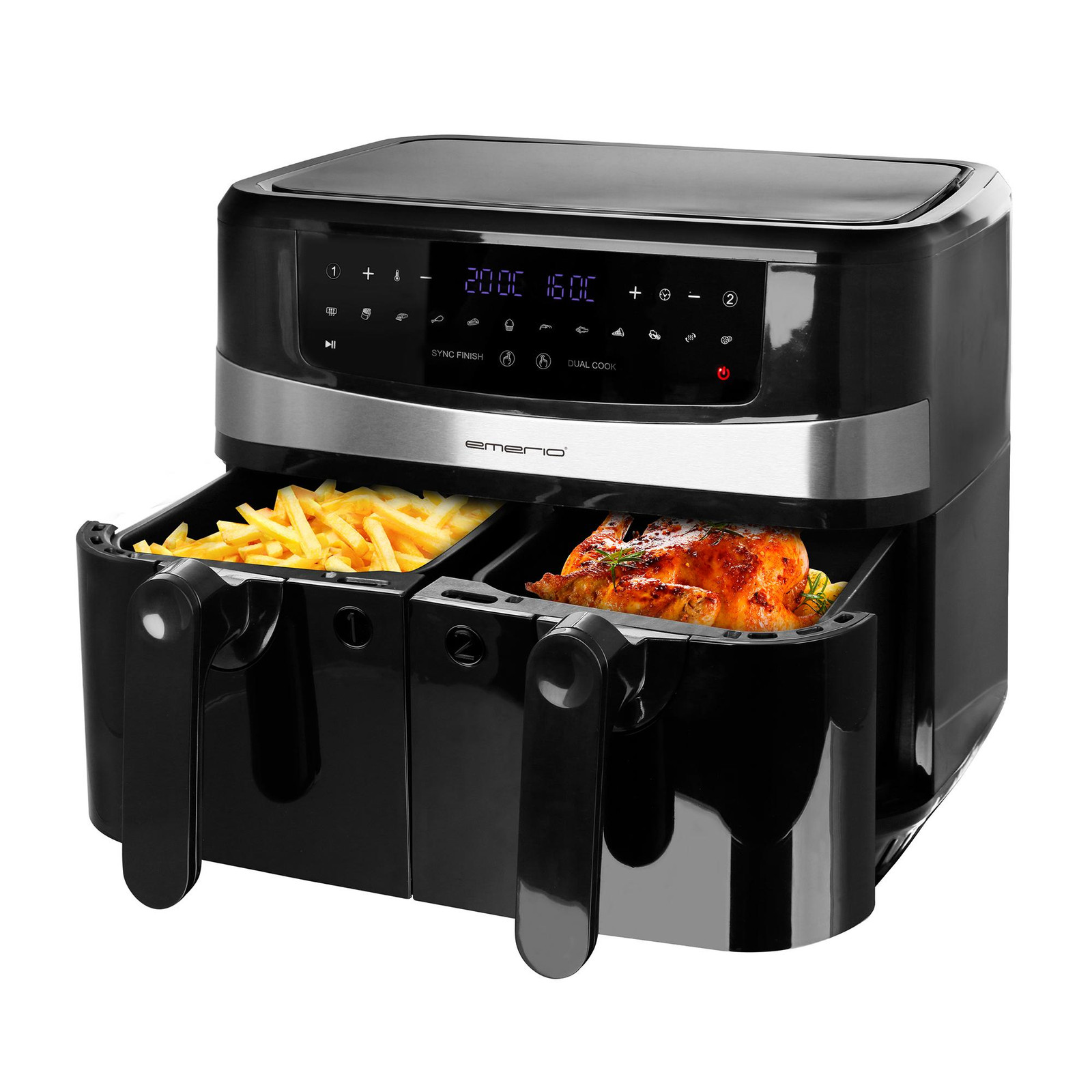 Emerio Dubbele XXL Airfryer AF-126672.4 - 2400 W - 10 Liter - Zwart