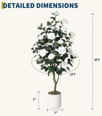YUN 3 ft Artificial Camellia Tree in Pot