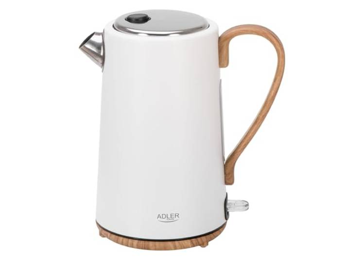Adler Wasserkocher weiß 1,7 Liter Sicher & Schnell STRIX Überhitzungsschutz, Kalkfilter & 2200W Leistung Design Teekocher aus Edelstahl für Küche & Büro Ideal für Familien, Senioren & Single