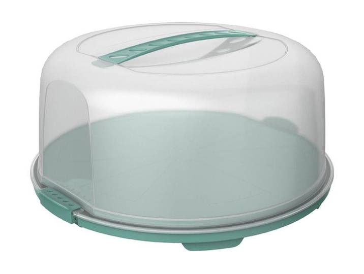 Tortenplatte ROTHO Fresh hoch , grün (grün, transparent), B:34,5cm H:16,5cm L:35,5cm, Kunststoff, Servierplatten, Tortenplatte