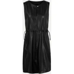 Kurzes Kunstlederkleid mit Tunnelzug Schwarz 38