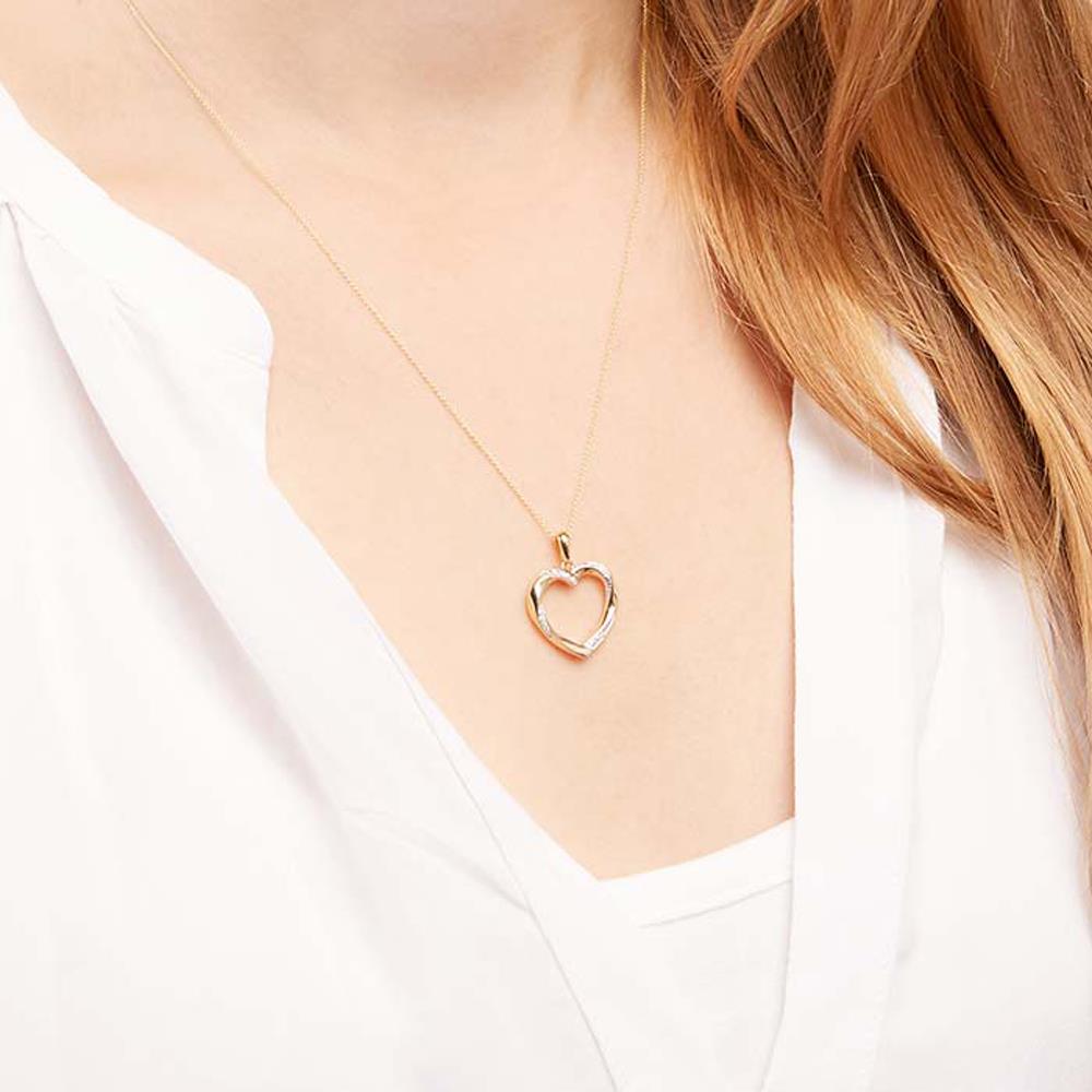 Unique 585er Gelbgold-Kette Herz 19 Diamanten gold