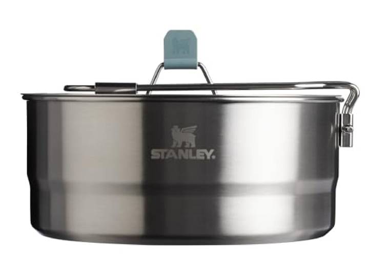 Stanley Wildfare Core Kochtopf-Set, 6-teiliges Edelstahl-Kochgeschirr, 2 qt Stielkasserolle mit Deckel, Schneidebrett und Untersetzer, Induktions-Kochgeschirr, Campingzubehör