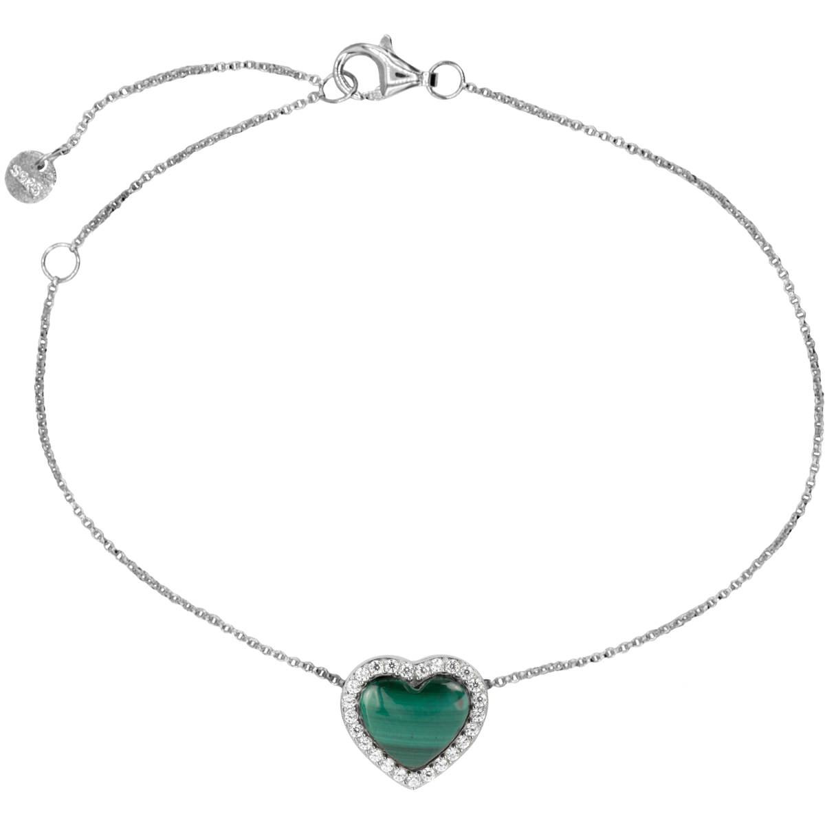 Jacques Lemans Armband Herz Sterlingsilber mit Malachit und Zirkonia